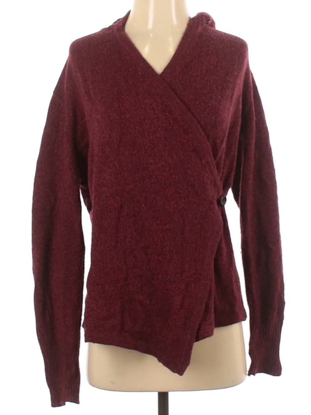 Betabrand Burgundy Wrap V-Neck Sweater